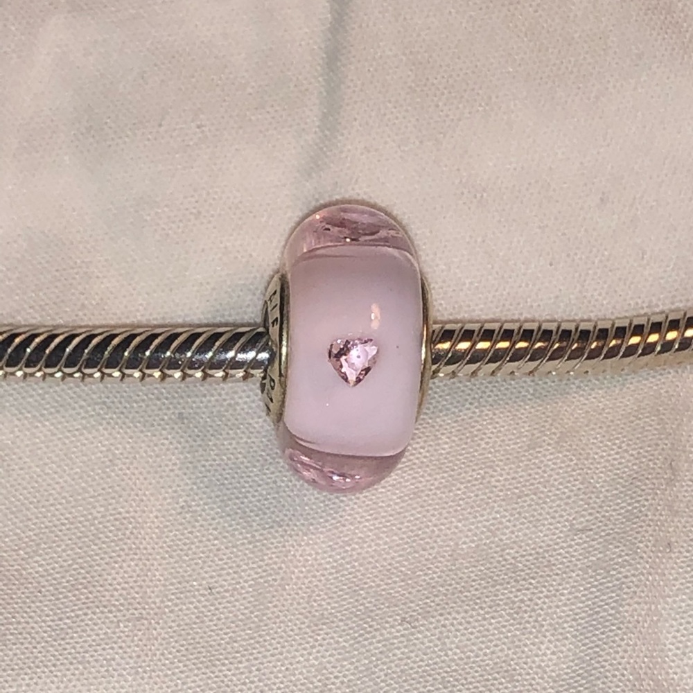 PANDORA Pink Heart Murano Charm